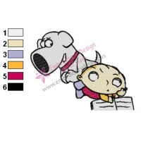 Stewie Reading Family Guy Embroidery Design 02